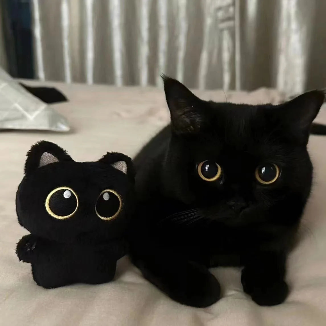 10cm Cute Black Cat Keychain – Fluffy Pom Pom Gift! | GadWitch Toys