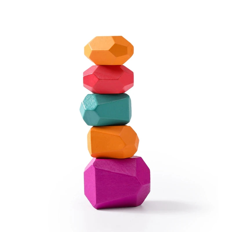 5 pieces - Wooden Montessori Stacking Rocks | GadWitch Toys