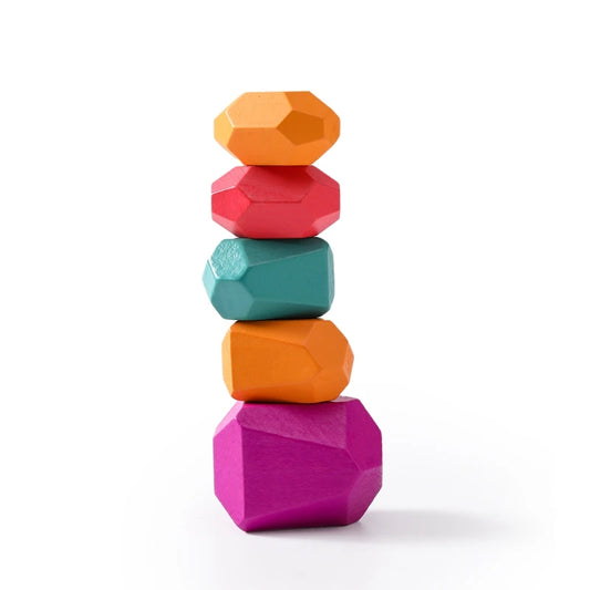 5 pieces - Wooden Montessori Stacking Rocks | GadWitch Toys