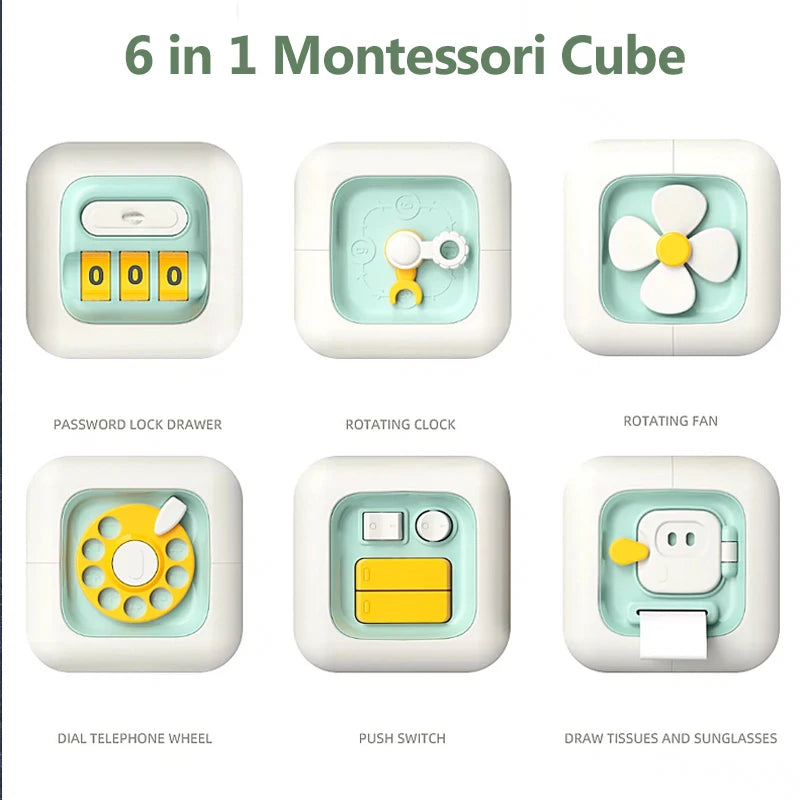 6 in 1 Montessori Cube - Infant Gym Classe - Learning Cube - Toy Activity | Development of Infants | GadWitch Toys