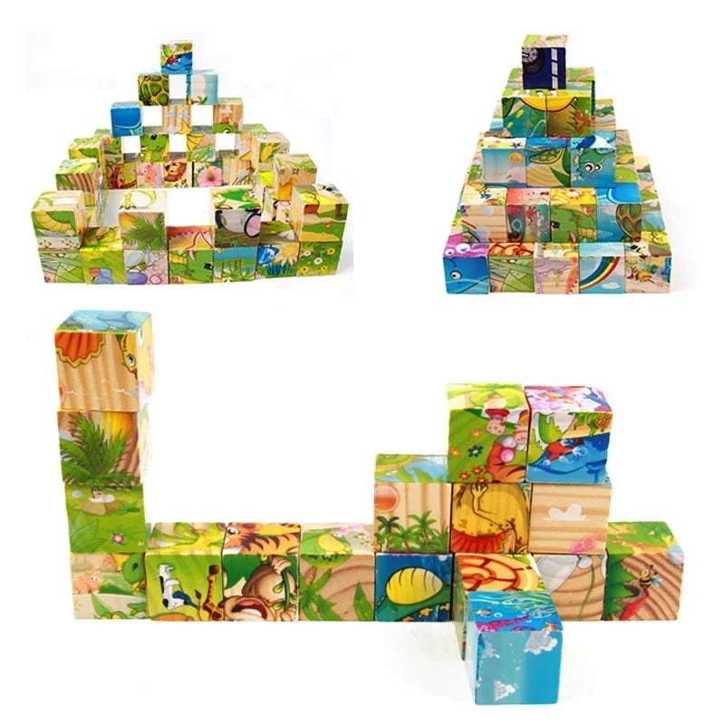 6 in 1 wooden block puzzle - Block Puzzle: Toddlers 3d toy cube | block wood puzzle | GadWitch Toys