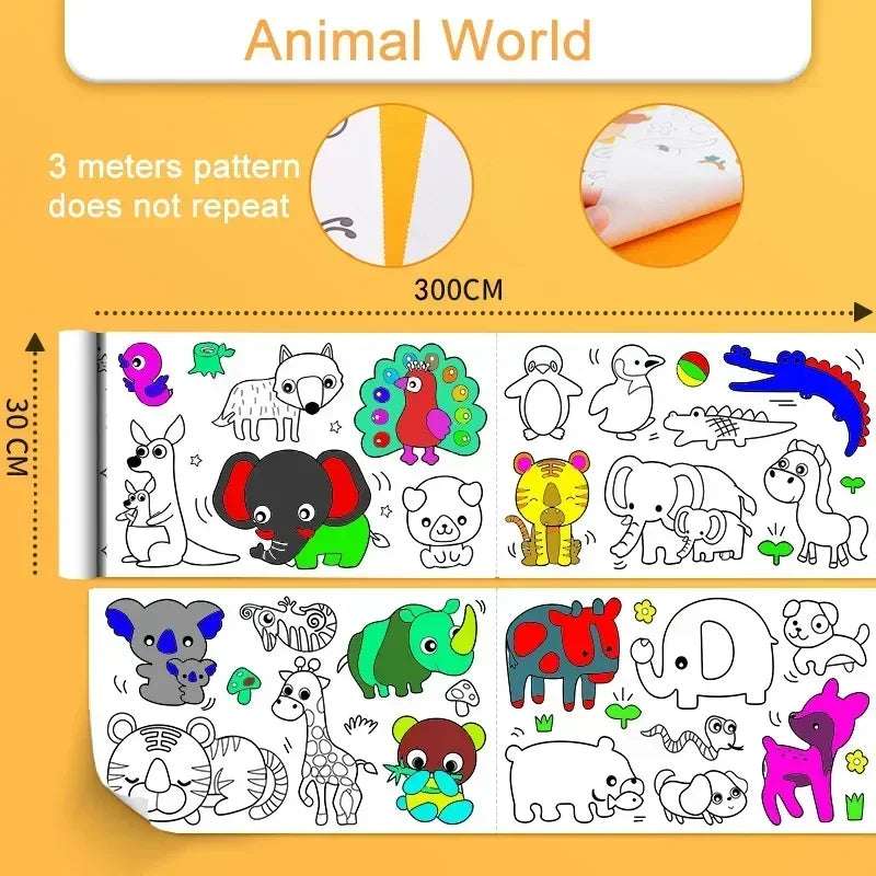 Animal World Colouring Themes - Mess-Free Childrens Coloring Rolls | Colouring Themes | GadWitch Toys