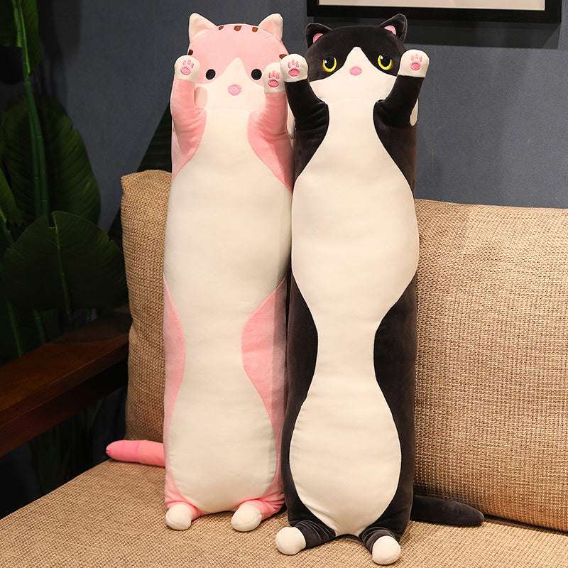BLACK - PINK - PLUSH CAT - Biggest Cat and Meow | Long Cat Sleeping Pillow | GadWitch Toy store