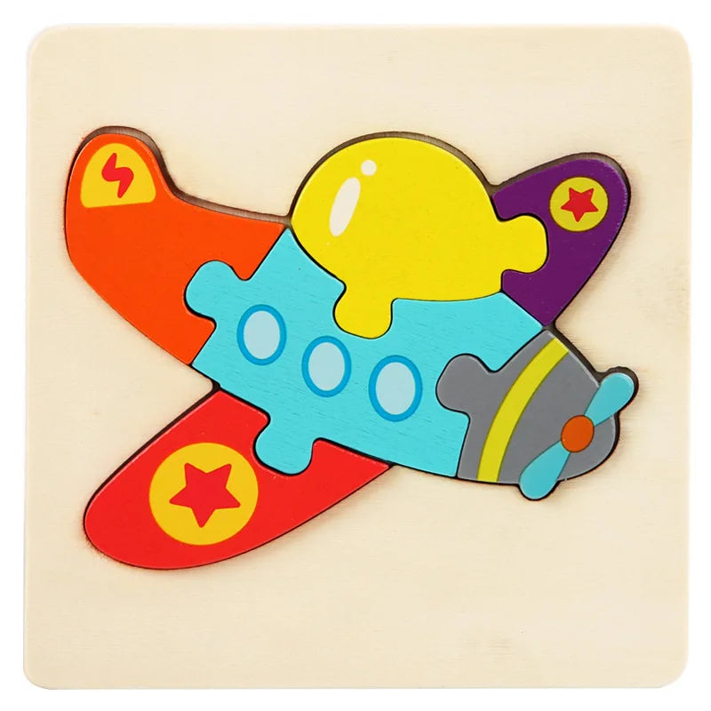 Bright Color Puzzle for Toddlers Montessori Learning Airplane wooden jigsaw puzzle
