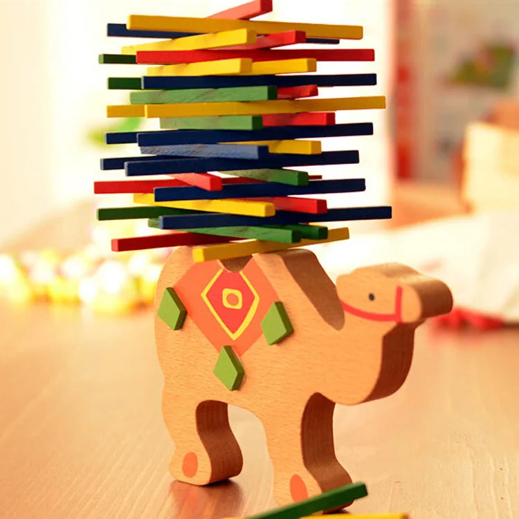 Camel - Wooden Stacking - Elephant & Camel Wooden Balance Blocks Set – Colorful Block Fun for Developing Hand-Eye Coordination - GadWitch Toy Store