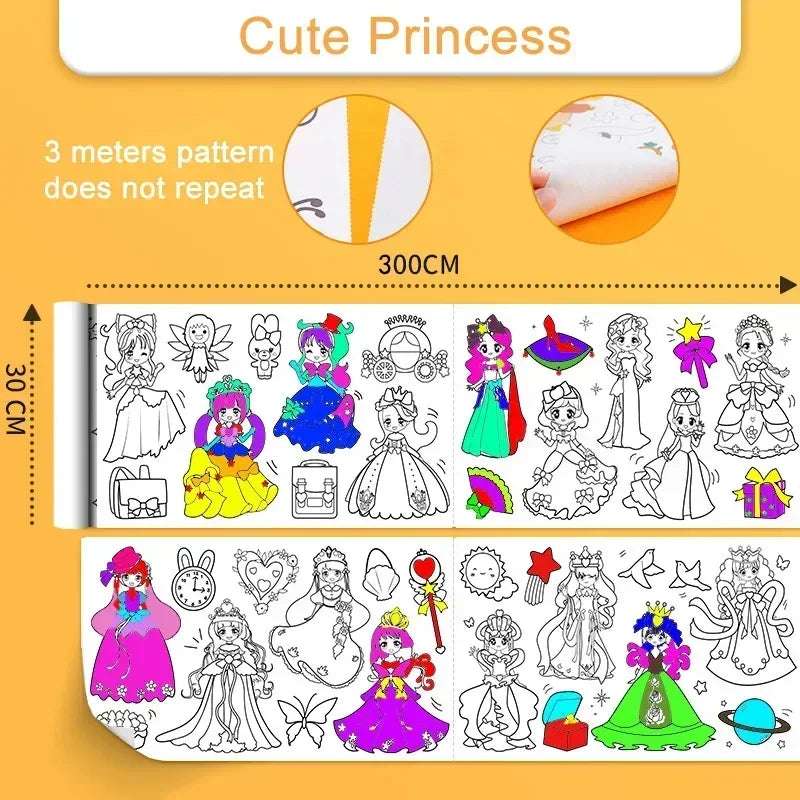 Cute Princess Colouring Themes - Mess-Free Childrens Coloring Rolls | Colouring Themes | GadWitch Toys