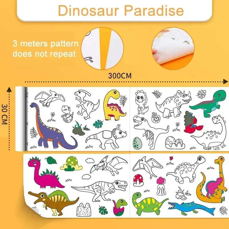 Dinosaur Paradise Colouring Theme - Mess-Free Childrens Coloring Rolls | Colouring Themes | GadWitch Toys