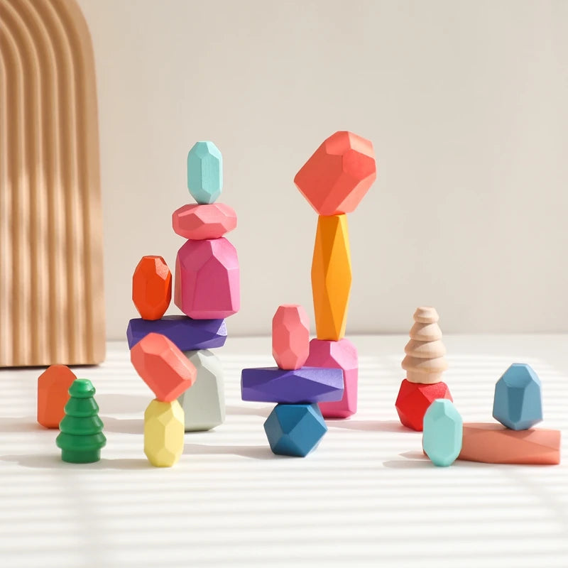 Educational Blocks - Wooden Montessori Stacking Rocks | GadWitch Toys