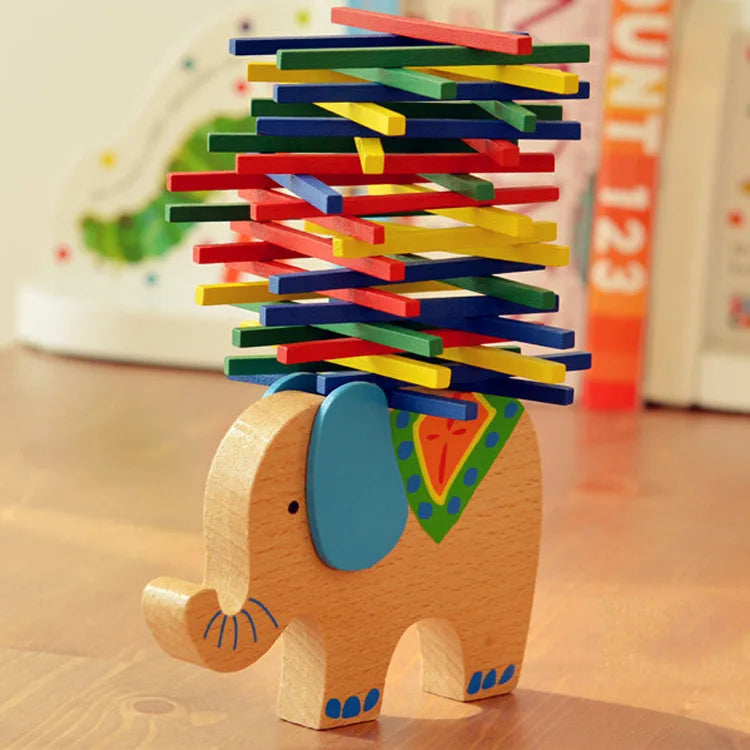 Elephant - Educational Blocks - Elephant & Camel Wooden Balance Blocks Set – Colorful Block Fun for Developing Hand-Eye Coordination - GadWitch Toy Store