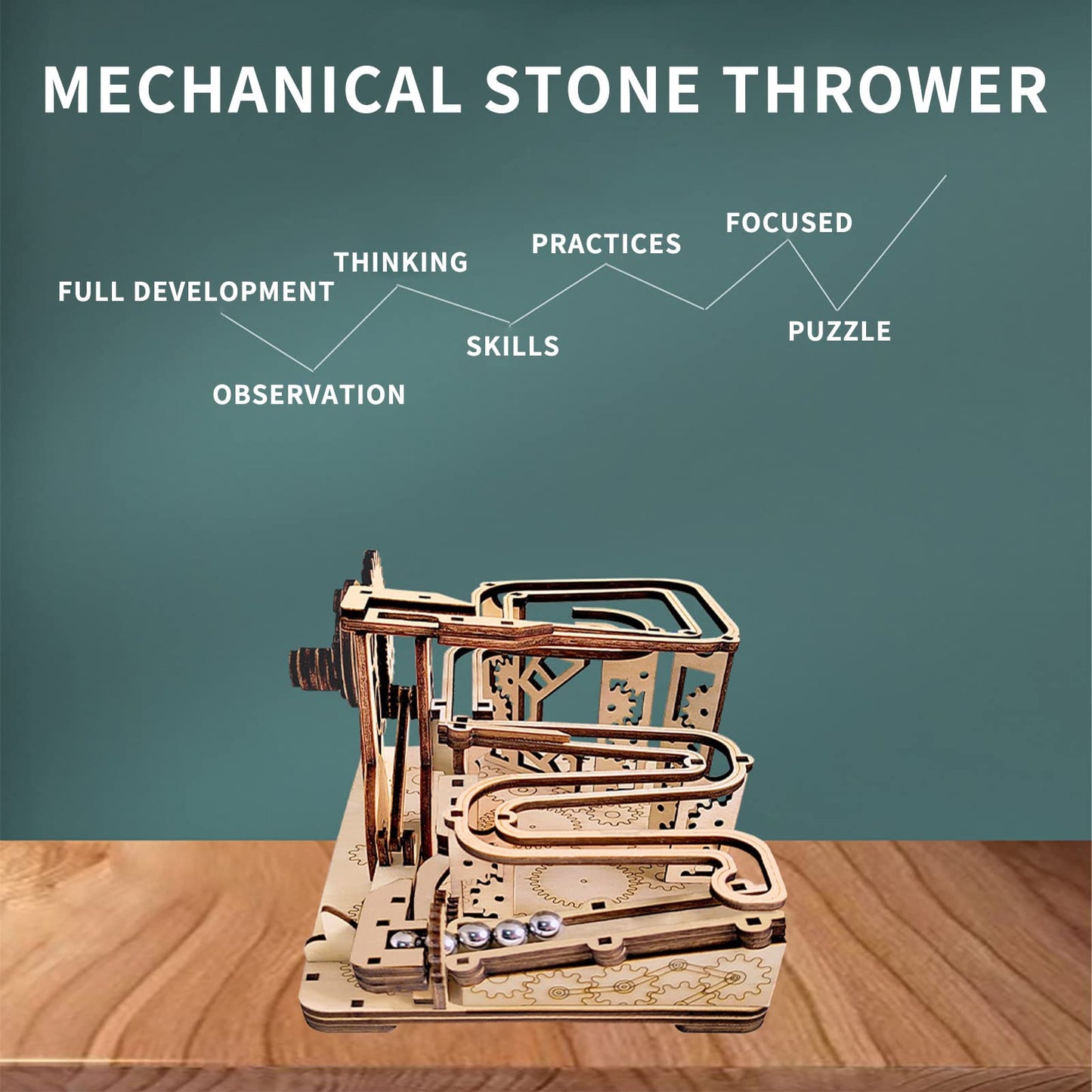 Mechanical Stone Thrower Marble Raceway 3D Puzzle โ Fun DIY Wooden Maze Kit | GadWitch Toys