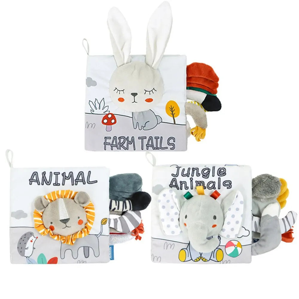 Sensory Books for infant - 3 types-fasrm tails, animals, jungle animals- GadWitch Toys