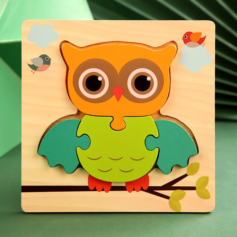 Owl 4 pieces Wood Puzzle for toddlers - Montessori Animal Puzzle woodcraft toys - GadWitch Toys