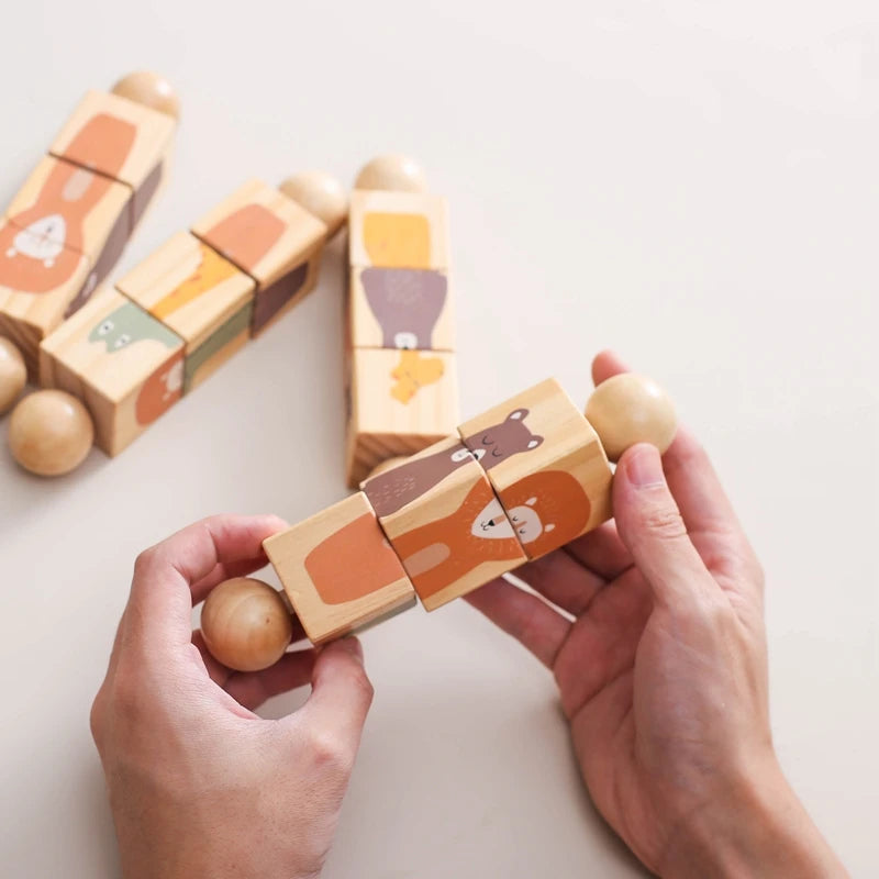 PLAY & DEVELOPMENT - Wooden Montessori Rotating Rattle Blocks – Safe & Fun | GadWitch Toys
