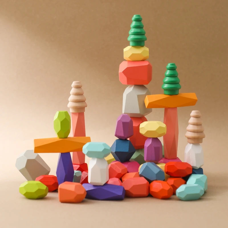 Piling Rocks - Wooden Montessori Stacking Rocks | GadWitch Toys