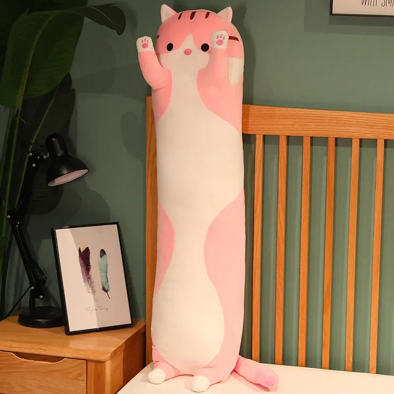 Pink - Fluffy Toy Cat - Biggest Cat and Meow | Long Cat Sleeping Pillow | GadWitch Toys