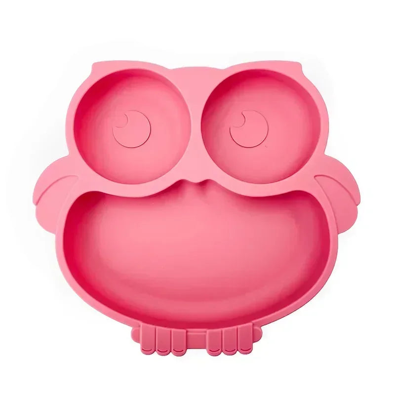 Pink Owl - baby suction plates - Baby Safe Silicone Suction Plate–Non-Toxic & BPA-Free | GadWitch Toys