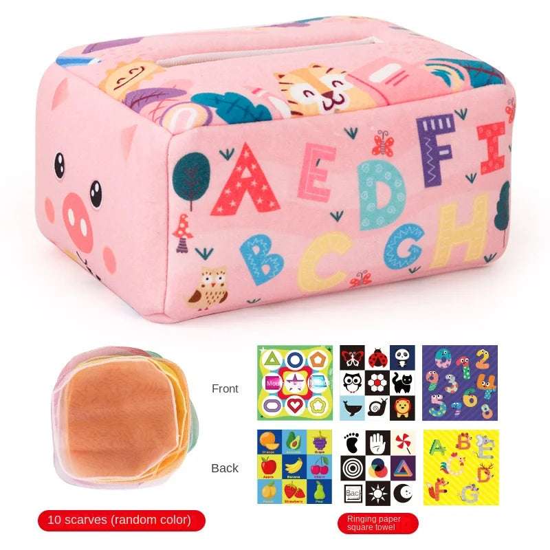 pink Pig- Activities to do with 3 month old - Sensory Montessori Magic Tissue Box | infants learning | GadWitch Toys