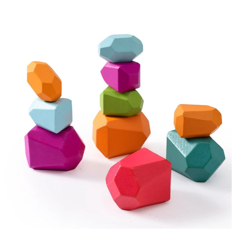 Playing Blocks- Wooden Montessori Stacking Rocks | GadWitch Toys