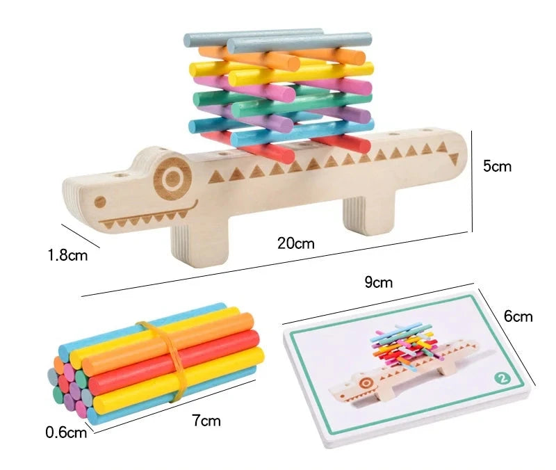 Size of Crocodile Card Matching Game - Crocodile wooden puzzle blocks | Montessori Color Matching | GadWitch Toys