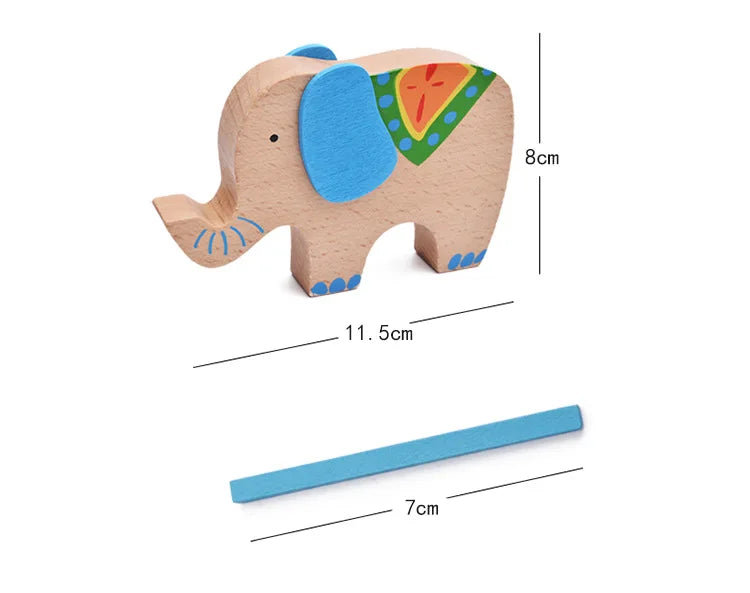 Size of Elephant & Camel Wooden Balance Blocks Set – Colorful Block Fun for Developing Hand-Eye Coordination - GadWitch Toy Store