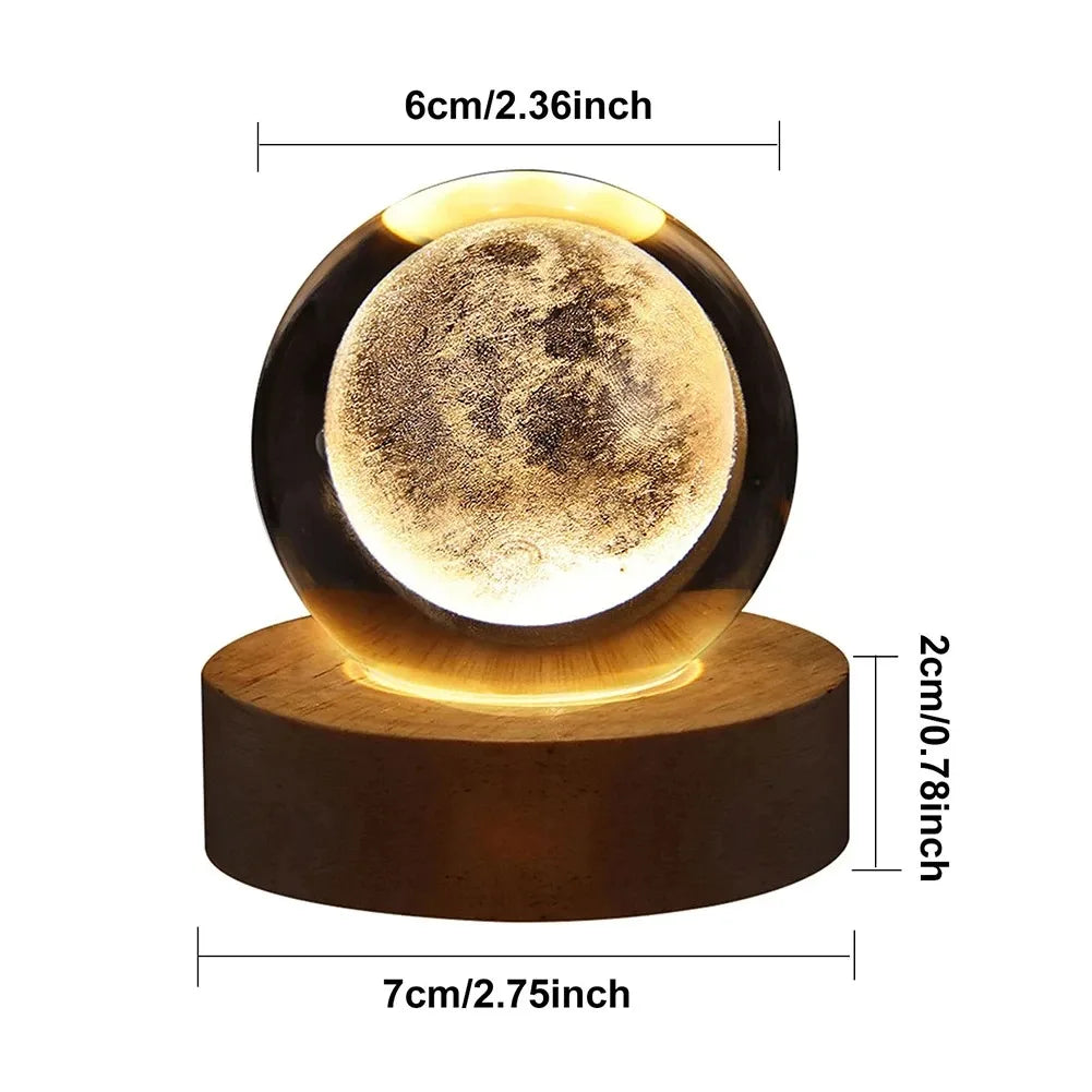 Size of Solar System Model Project - Galaxy, Saturn & Moon Night Light | Starry Crystal Lamp | GadWitch Toys
