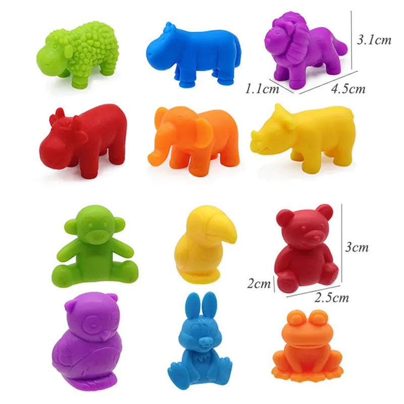 Size of pieces Rainbow Counting Set | Animals | Dinosaurs | People | Traffic Toy - Colorful Learning & Counting Set Toy | Educational Toys - GadWitch Toys