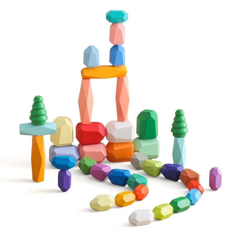 Stacker Wood - Wooden Montessori Stacking Rocks | GadWitch Toys