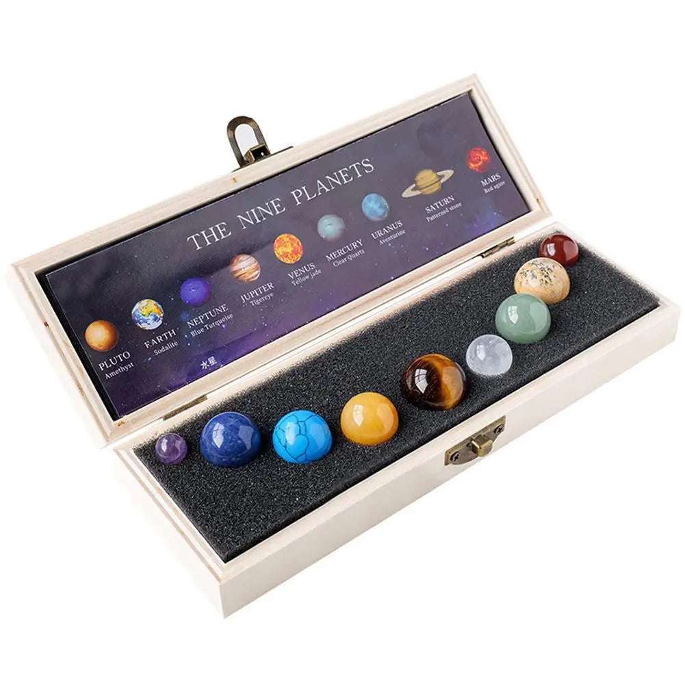 Crystal Planetary Sphere Set - The Nine Planets 9 Crystals Solar System - Planets Stones - GadWitch Toys