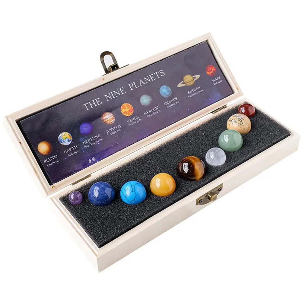 Crystal Planetary Sphere Set - The Nine Planets 9 Crystals Solar System - Planets Stones - GadWitch Toys