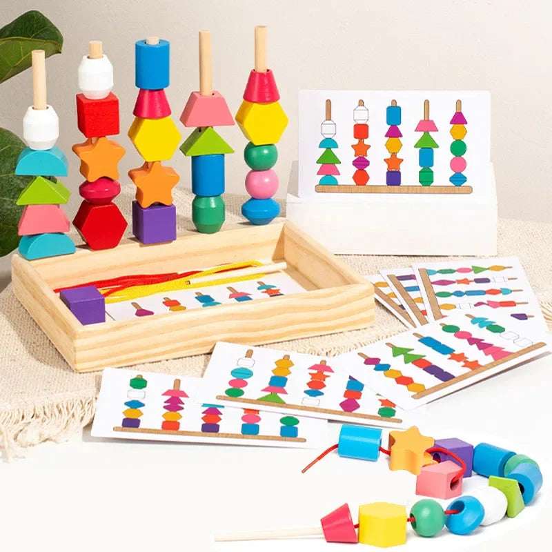 Montessori Colorful Shape Puzzle - Wooden Stacking colors shapes | Educational Blocks | GadWitch Toys