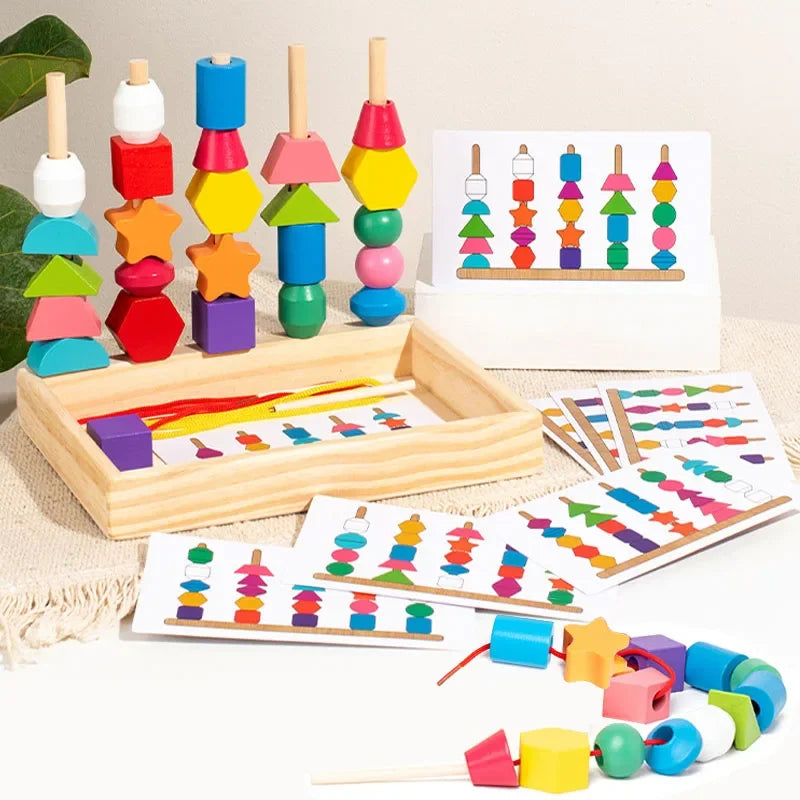 Montessori Colorful Shape Puzzle - Wooden Stacking colors shapes | Educational Blocks | GadWitch Toys