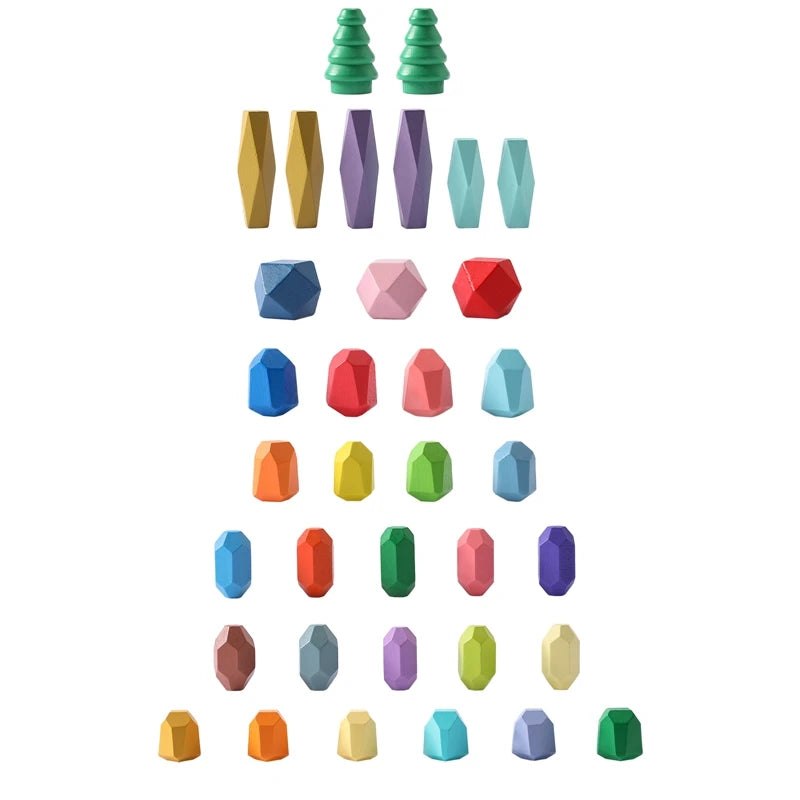 Wooden Stacker - Wooden Montessori Stacking Rocks | GadWitch Toys