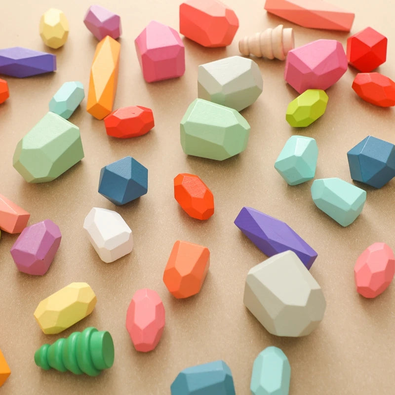 Wooden Stacking - Wooden Montessori Stacking Rocks | GadWitch Toys