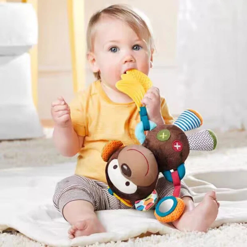 baby with monkey- On-the-Go Baby Toys: Rattle, Teethe & Play Anywhere | GadWitch Toys
