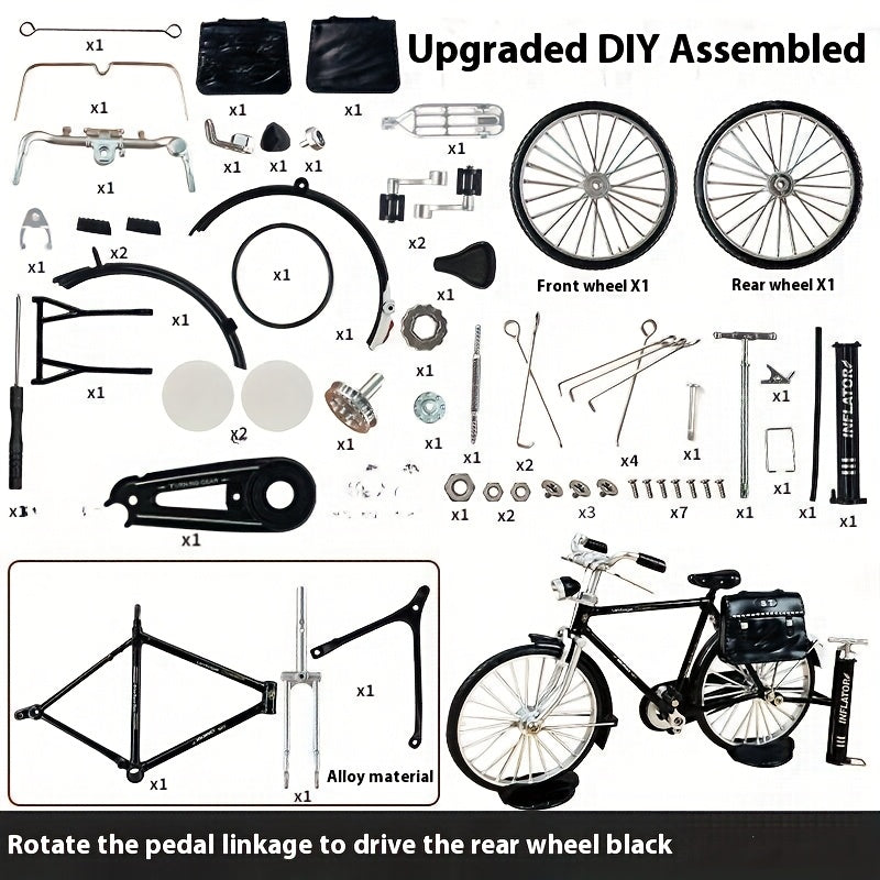 black assembled 1:10 Scale DIY Bicycle Model – Perfect Gift Idea | GadWitch Toys
