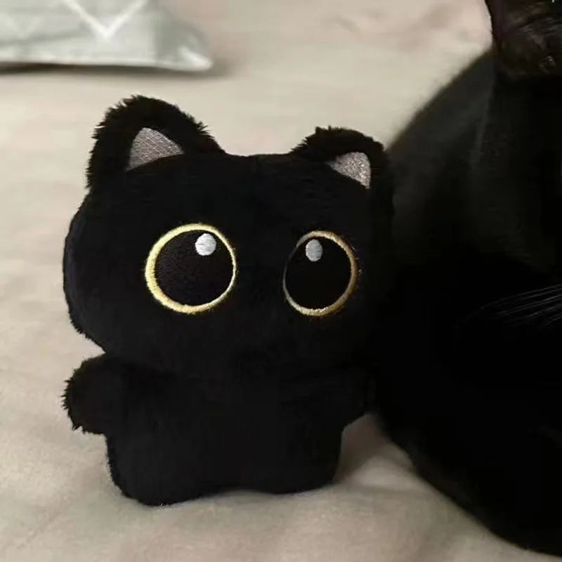 black cat - 10cm Cute Black Cat Keychain – Fluffy Pom Pom Gift! | GadWitch Toys