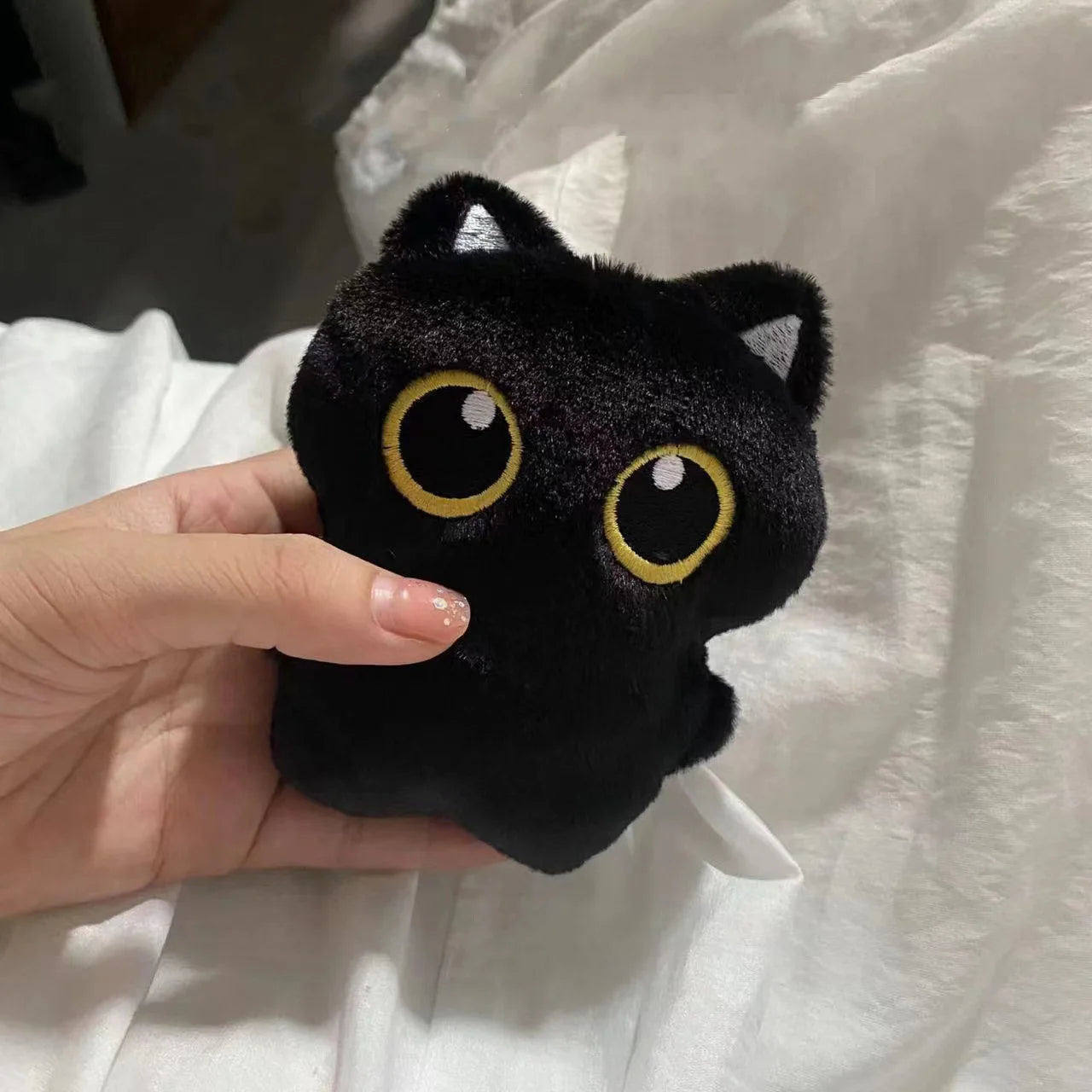 black fluffy pom pom keyring - 10cm Cute Black Cat Keychain – Fluffy Pom Pom Gift! | GadWitch Toys