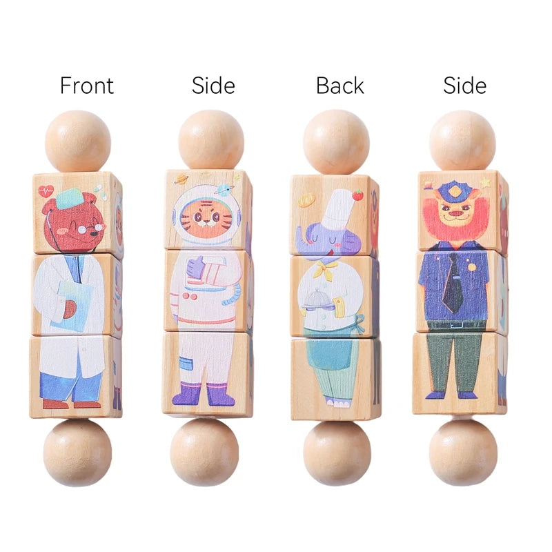 doctor | astronaut | police | chef - PLAY & DEVELOPMENT - Wooden Montessori Rotating Rattle Blocks – Safe & Fun | GadWitch Toys