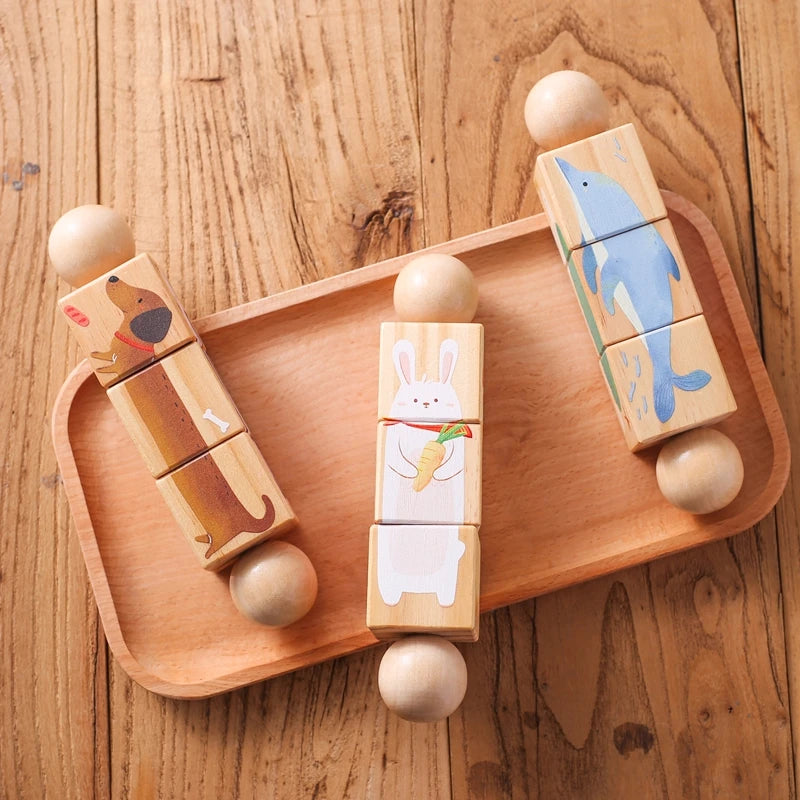 early education for babies - Wooden Montessori Rotating Rattle Blocks – Safe & Fun | GadWitch Toys