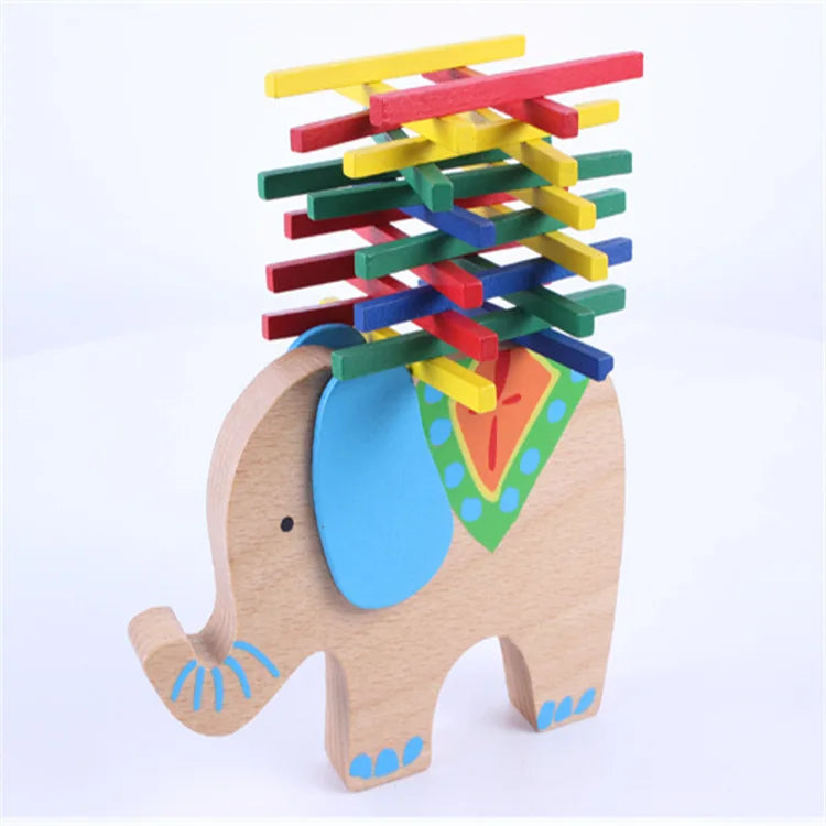 Elephant - Standing Blocks - Elephant & Camel Wooden Balance Blocks Set – Colorful Block Fun for Developing Hand-Eye Coordination - GadWitch Toy Store