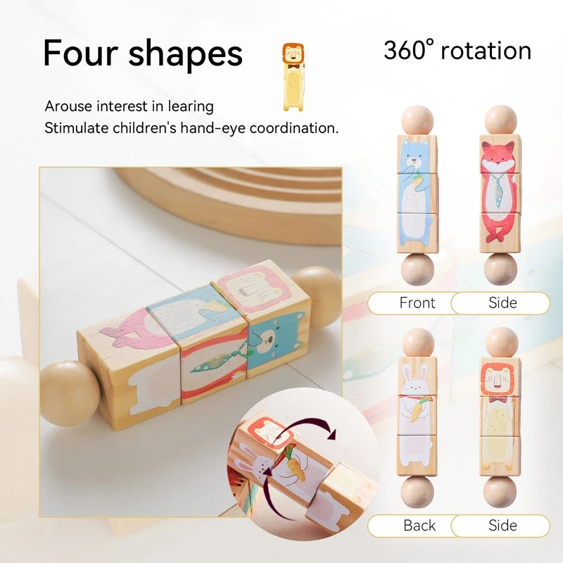 four shapes - Wooden Montessori Rotating Rattle Blocks – Safe & Fun | GadWitch Toys