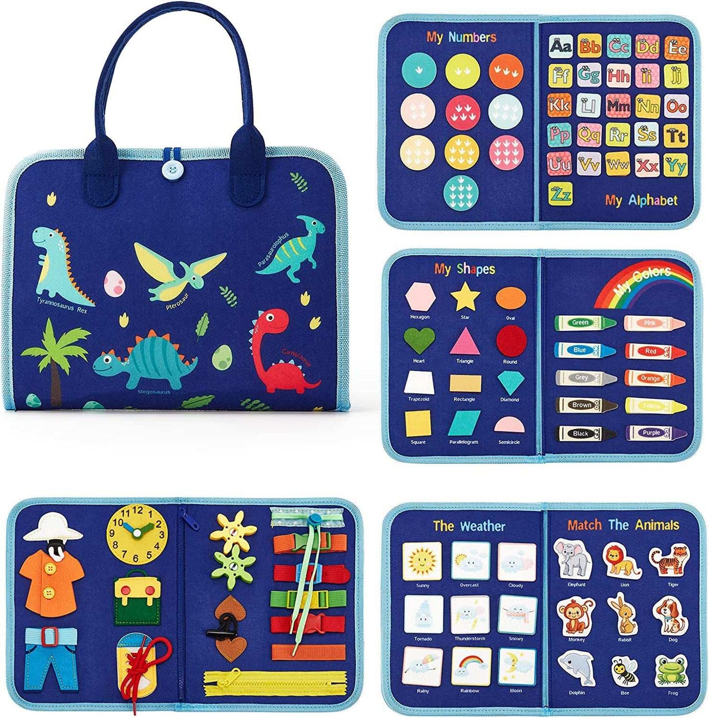 full dinosaur - Toys for On-the-Go: Montessori Busy Board Motor Skills | GadWitch Toys