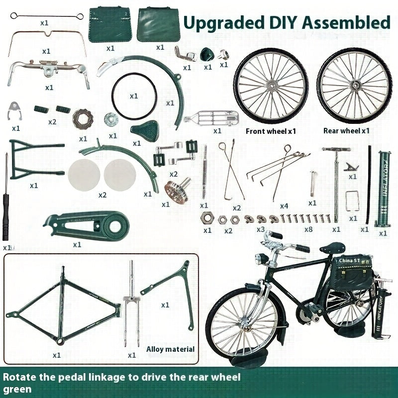 green assempbled 1:10 Scale DIY Bicycle Model – Perfect Gift Idea | GadWitch Toys