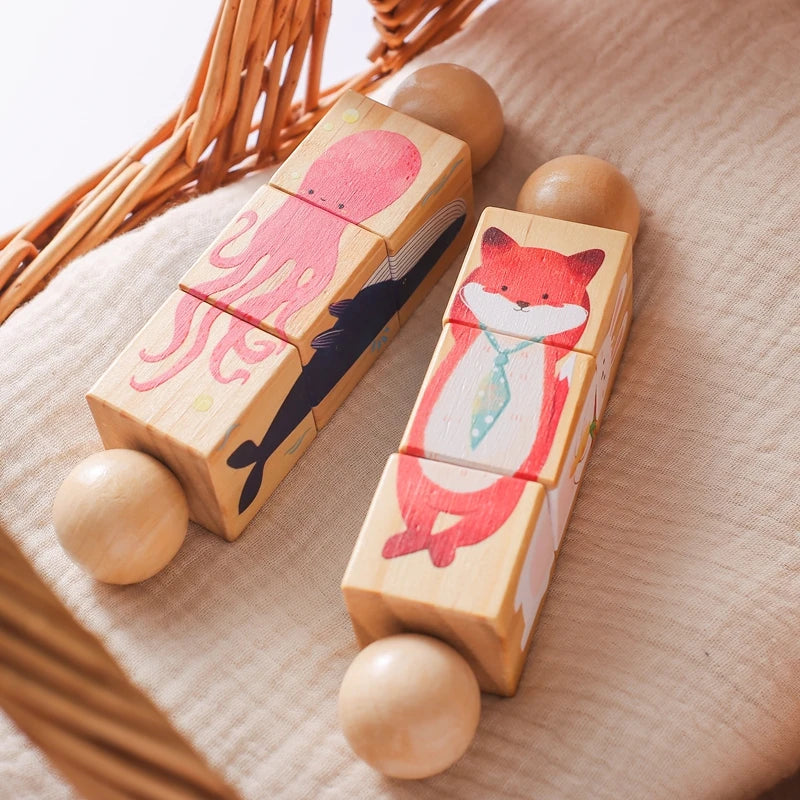 hand made - Wooden Montessori Rotating Rattle Blocks – Safe & Fun | GadWitch Toys