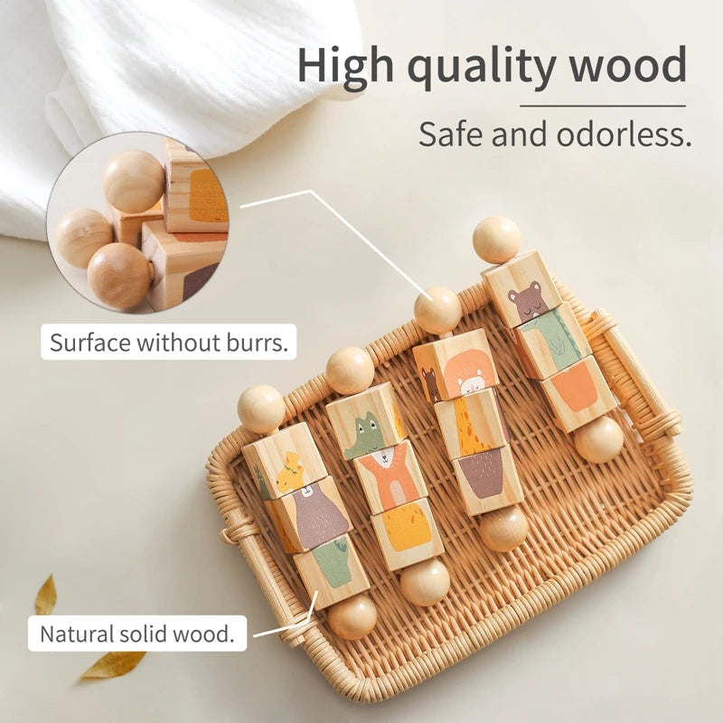 high quality woods - Wooden Montessori Rotating Rattle Blocks – Safe & Fun | GadWitch Toys