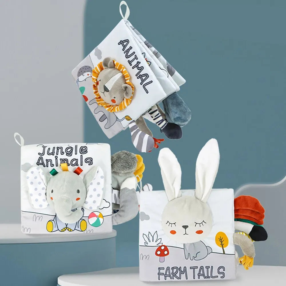 Newborn Sensory Baby Books - 3 types- Animal, Jungle Animals, Farm Tails - GadWitch Toy