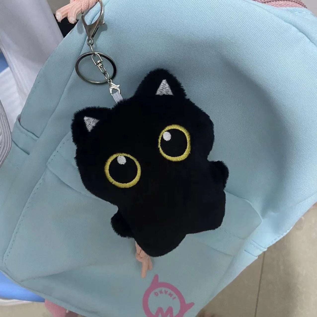 key chain ball - 10cm Cute Black Cat Keychain – Fluffy Pom Pom Gift! | GadWitch Toys