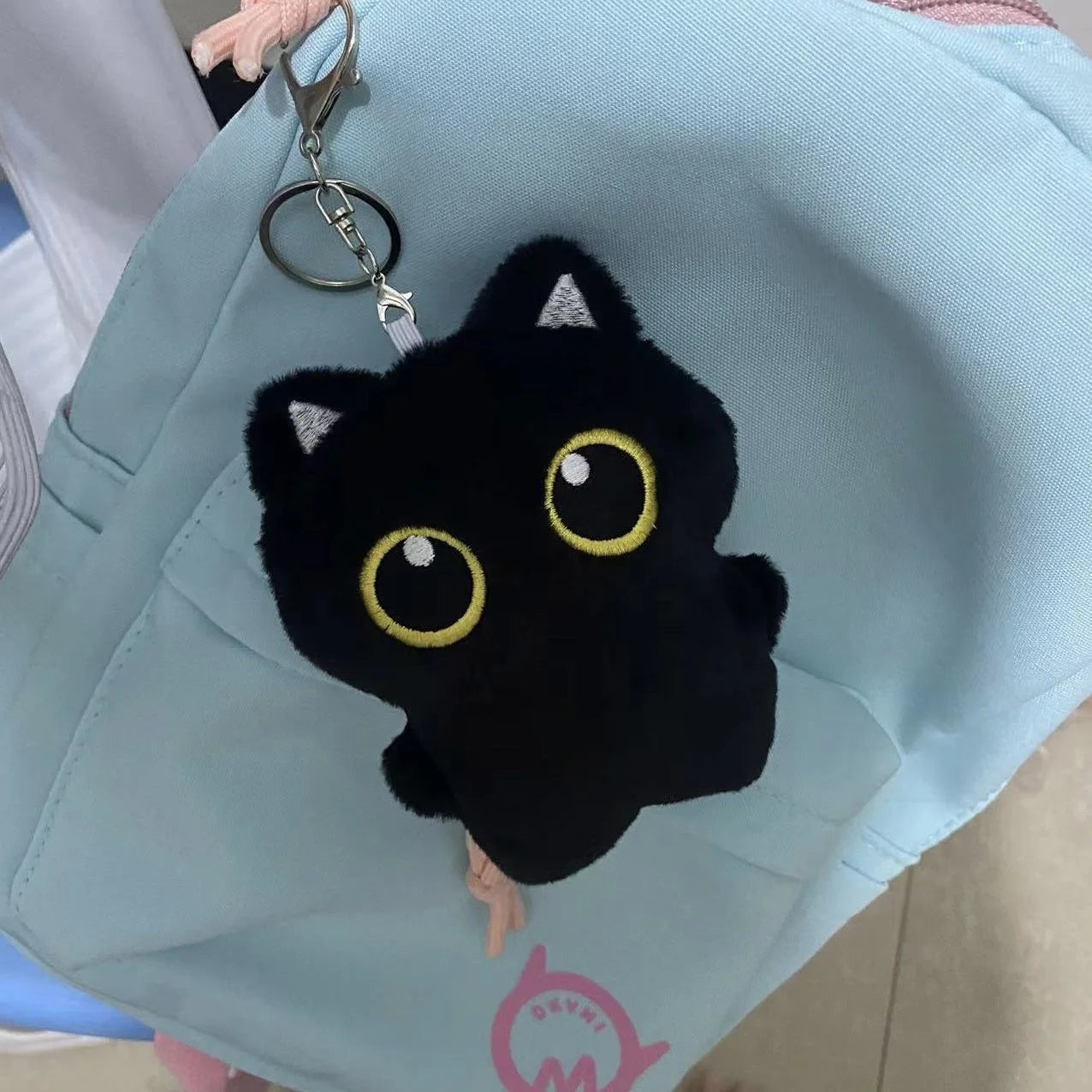 key chain ball - 10cm Cute Black Cat Keychain – Fluffy Pom Pom Gift! | GadWitch Toys