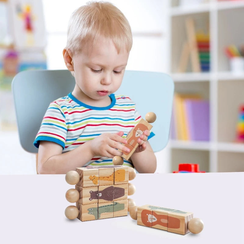kid playing - Wooden Montessori Rotating Rattle Blocks – Safe & Fun | GadWitch Toys