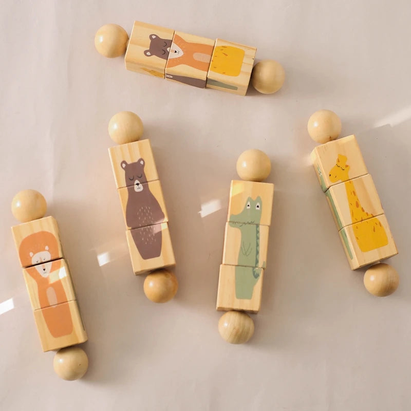 several character - Wooden Montessori Rotating Rattle Blocks – Safe & Fun | GadWitch Toys